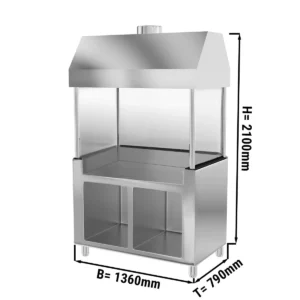 Neutrálny prvok pre gril – sklenený – 1400 mm – čierna žula
