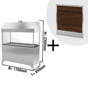Gril BERLÍN – 1800 mm – drevené čelo – čierna žulová doska