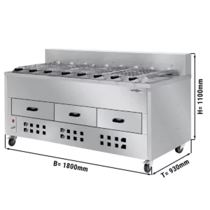 Gril na drevené uhlie / pekáč na kurčatá – 1800 mm – s 8 špízmi