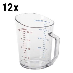 (12 kusov) CAMBRO | CAMWEAR® - Polykarbonátová odmerka so stupnicou - 1 liter, číry