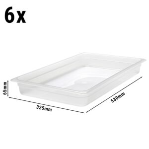 (6 kusov) CAMBRO | CAMWEAR® - Polypropylénová GN nádoba 1/1 - mliečna - hĺbka 65 mm
