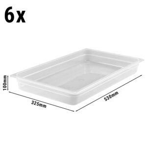 (6 kusov) CAMBRO | CAMWEAR® - Polypropylénová GN nádoba 1/1 - mliečna - hĺbka 100 mm