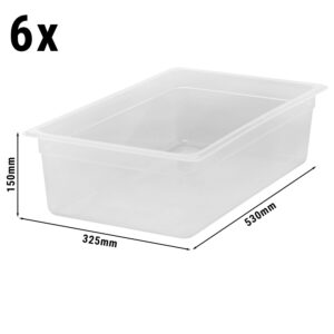(6 kusov) CAMBRO | CAMWEAR® - Polypropylénová GN nádoba 1/1 - mliečna - hĺbka 150 mm