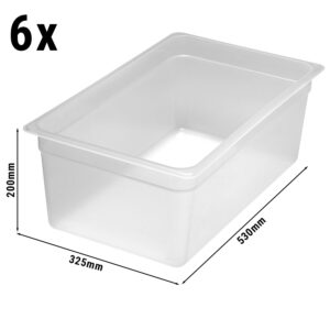 (6 kusov) CAMBRO | CAMWEAR® - Polypropylénová GN nádoba 1/1 - mliečna - hĺbka 200 mm