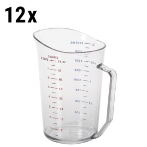 (12 kusov) CAMBRO | CAMWEAR® - Polykarbonátová odmerka so stupnicou - 2 litre, číry