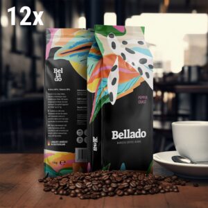 BELLADO kávové zrná Pepper Coast – 12 × 1 kg, 80 % Arabica, 20 % Robusta