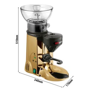 Mlynček na kávu – zlatá povrchová úprava – 1 kg, 270 W, 77 dB