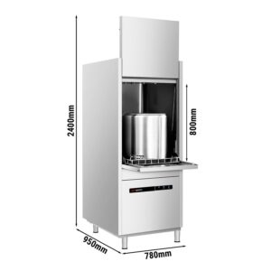 Dvojplášťová umývačka hrncov – digitálny ovládací panel – 16,7 kW – s čističom a výpustným čerpadlom