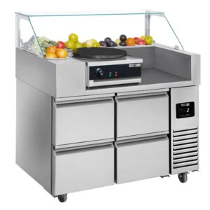 Prípravný stôl – 4 zásuvky – pre 9x GN 1/6 – s krepovačom