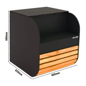 Pokladňa - 800 mm, drevené čelo, čierna žula