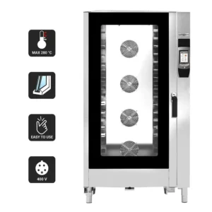 Dotykový konvektomat – 20x GN 1/1, s umývacím systémom, so vozíkom