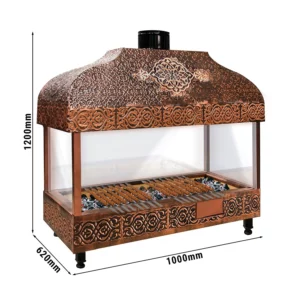 Gril z medi na drevené uhlie – 1000 mm – so sklom