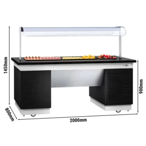 Bufetový pult DUBLIN – 2000mm, chladiaca doska, kolieska
