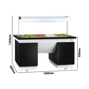 Bufetový pult DUBLIN – 1600mm, chladiaca tácka, kolieska, pre 4x GN 1/1