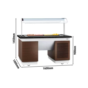 Bufetový pult DUBLIN – 1600mm, chladiaca doska, kolieska