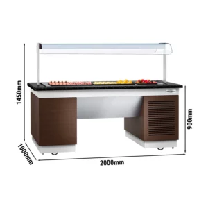 Bufetový pult DUBLIN – 2000mm, chladiaca doska, kolieska