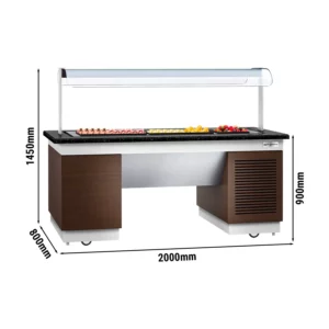 Bufetový pult DUBLIN – 2000mm, chladiaca doska, kolieska