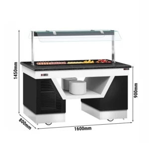 Bufetový pult BELFAST – 1600mm, chladiaca doska, kolieska