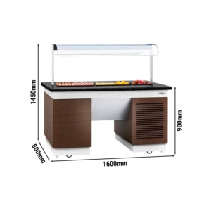 Bufetový pult – 1600 mm, s chladiacou doskou a kolieskami, za studena