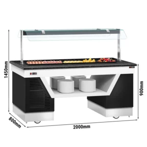 Bufetový pult BELFAST – 2000mm, chladiaca doska, kolieska