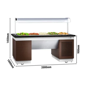 Bufetový pult DUBLIN – 2000mm, chladiaca tácka, kolieska, pre GN 1/1