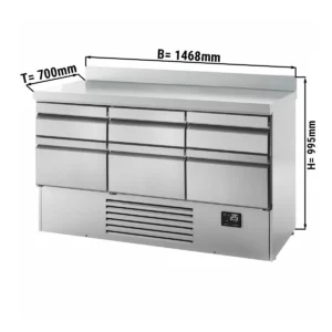 Chladiaci stôl Premium Plus – 1460×700 mm, s 6 zásuvkami a jednou zásuvkou