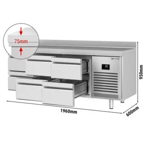 Chladiaci stôl PREMIUM PLUS – 1960x600mm, 6 zásuviek, zásuvka