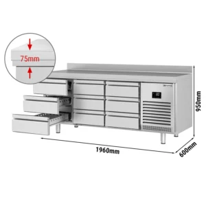 Chladiaci stôl PREMIUM PLUS – 1960x600mm, 9 zásuviek, zásuvka