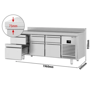 Chladiaci stôl PREMIUM PLUS – 1960x600mm, 6 zásuviek, zásuvka