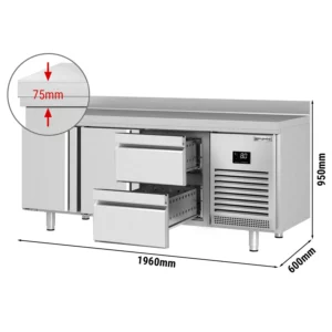 Chladiaci stôl PREMIUM PLUS – 1960x600mm, 2 dvierka, 2 zásuvky, zadná stena