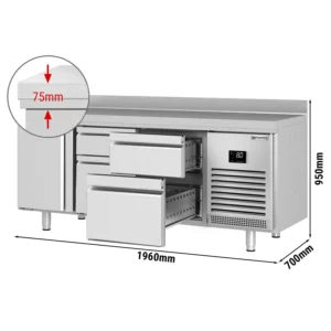 Chladiaci stôl PREMIUM PLUS – 1960x700mm, 1 dvierka, 4 zásuvky, zadná stena