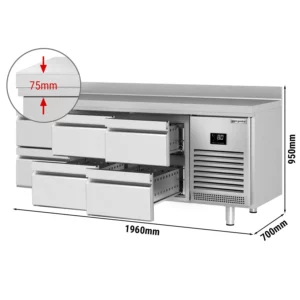 Chladiaci stôl PREMIUM PLUS – 1960x700mm, 6 zásuviek, zásuvka