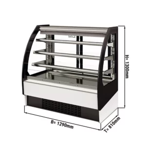 Nástenná chladiaca polica - 1290 mm, LED osvetlenie, 3 police, posuvné dvere vzadu