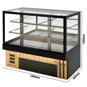 Vitrína na torty OSLO - 1800 mm, drevené čelo, 3 police