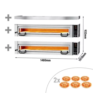 Elektrická pizza pec - digitálne ovládanie, 6+6x Ø34 cm, s digestorom