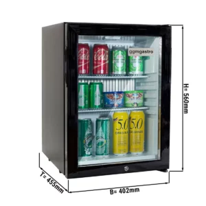 Minibar chladnička - s 1 sklenenými dverami - tichá & uzamykateľná
