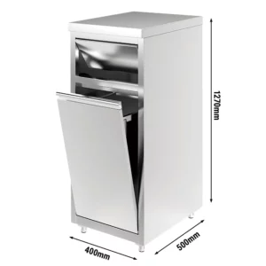 Odpadkový kôš, otváranie veka na pántoch, nerez