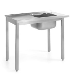 Nakladací stôl s drezom Hendi – pre umývačky riadu, skrutkovaný, Kitchen Line, 1000×600×(H)850 mm