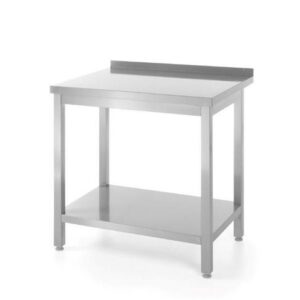 Nástenný stôl s policou Hendi – montovaný, Kitchen Line, 1800×600×(H)850 mm