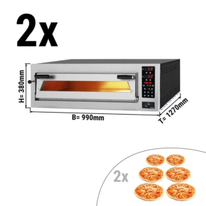 Dvojbalový model elektrickej pizza pece – 6+6x35 cm hĺbka, dotykové ovládanie,