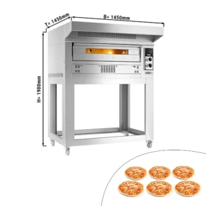 Plynová pizza pec - ručná, 6x Ø33 cm, s digestorom a rámom