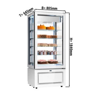 Mraziaca panoramatická vitrína - 457 l, 800 mm, 5 políc, biela