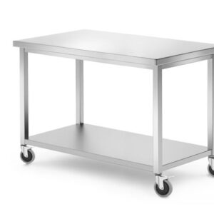 Pojazdný stôl s policou – montovaný, hĺbka 600 mm, HENDI, Kitchen Line, 1200x600x(H)850mm