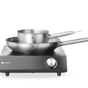 Indukčný set: varič 3500W + hrniec + panvica – Hendi, čierny, 220-240V/3500W, 320x395x(H)95 mm