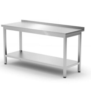 Stenový pracovný stôl Budget Line Hendi – zoskrutkovaný, s jednou policou, hĺbka 600 mm, 1000x600x(H)850mm