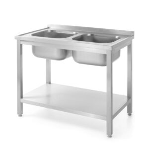 Drezový stôl HENDI Kitchen Line – 2 drezy, 1000×600 mm