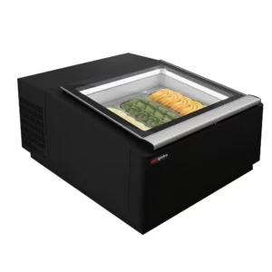 Stolná vitrína na zmrzlinu - 670 mm, pre 3 nádoby 5L, obslužná strana s otváraním veka