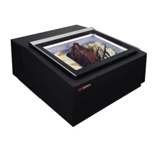 Stolná vitrína na zmrzlinu - 670 mm, pre 3x 5L nádoby, otváranie veka na stranu zákazníka