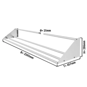 Polica pre drezové koše – 2500 mm, jednopolicová