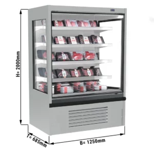 Nástenná chladiaca polica - 1250 mm, LED osvetlenie, 4 police